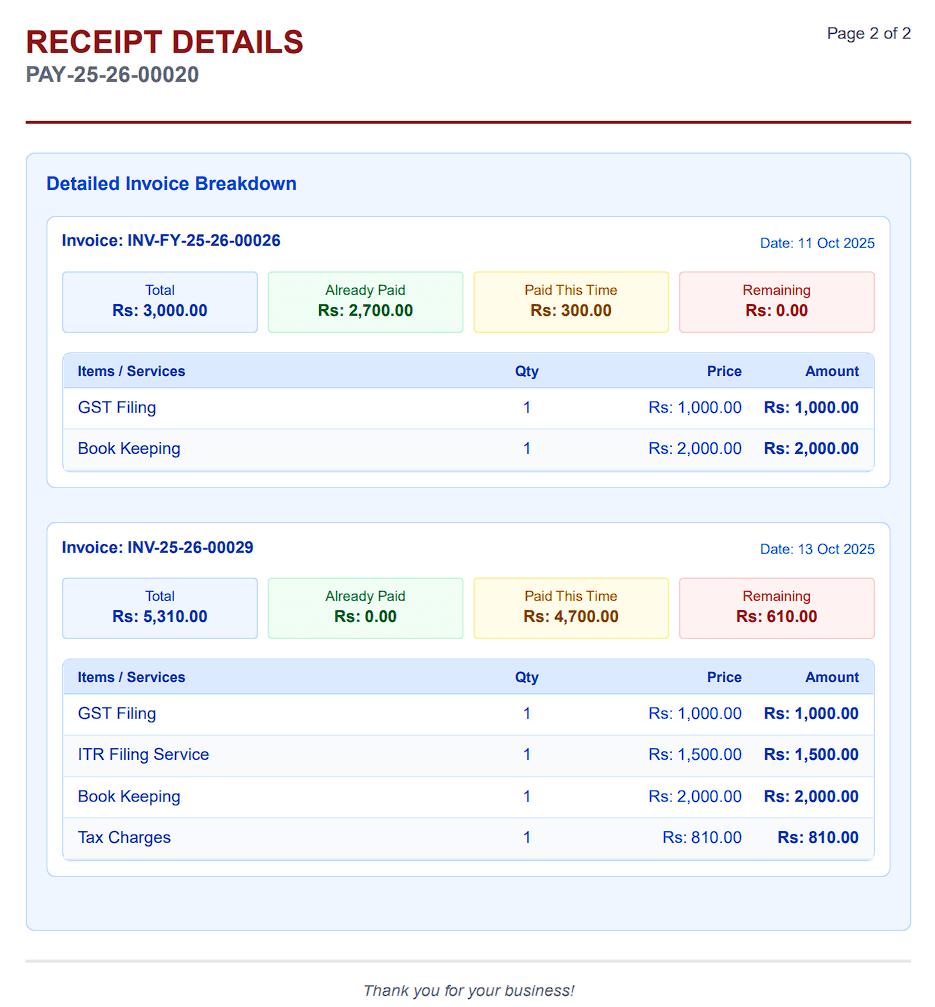 Payment Breakdown and Allocation