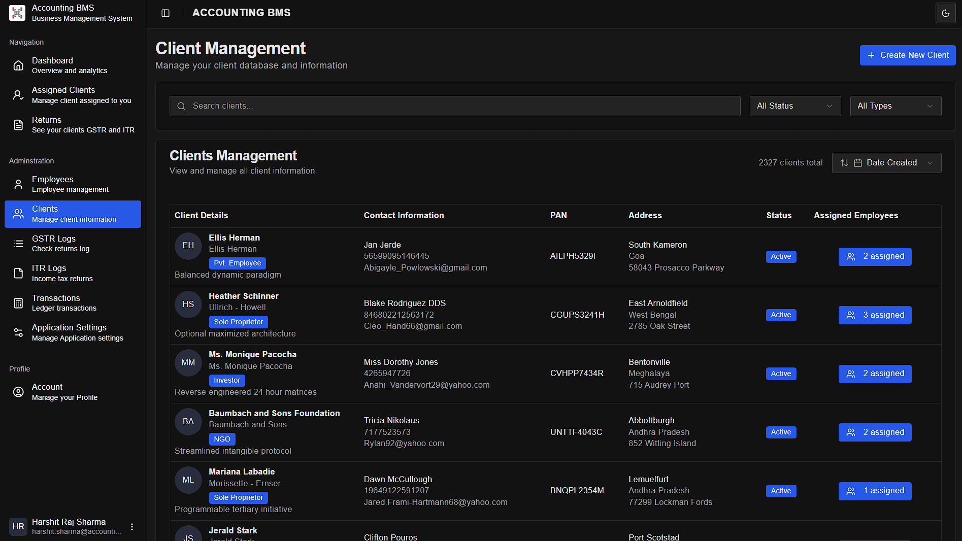 Client Overview Dashboard