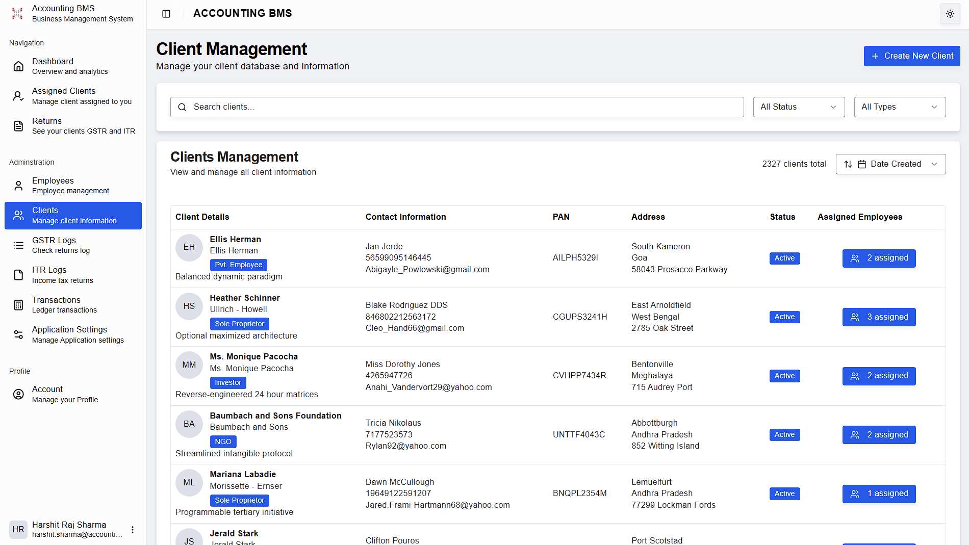 Client Overview Dashboard